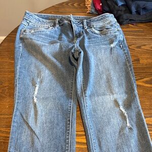 Vera Wang Distressed Light Blue Straight-Leg Jeans